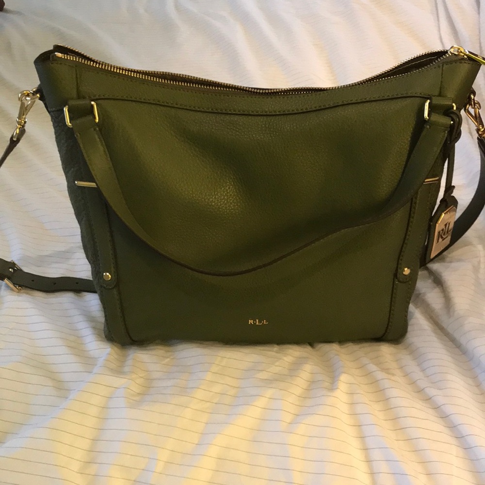 Ralph Lauren Grafton Felicity Hobo in olive green.